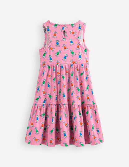 Ali Pom Trim Jersey Dress-Cosmos Pink Sporty Poodle-2