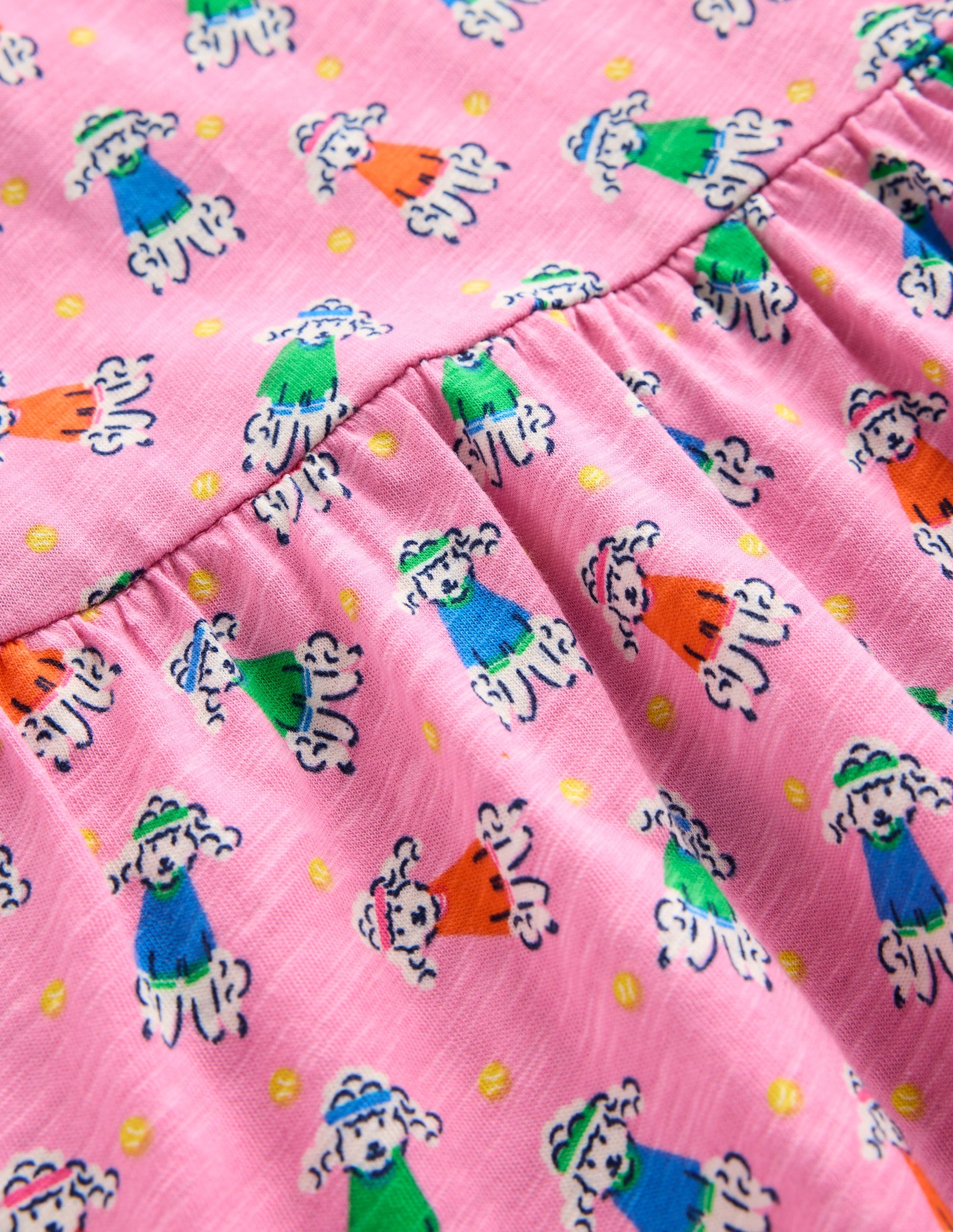 Ali Pom Trim Jersey Dress-Cosmos Pink Sporty Poodle-3