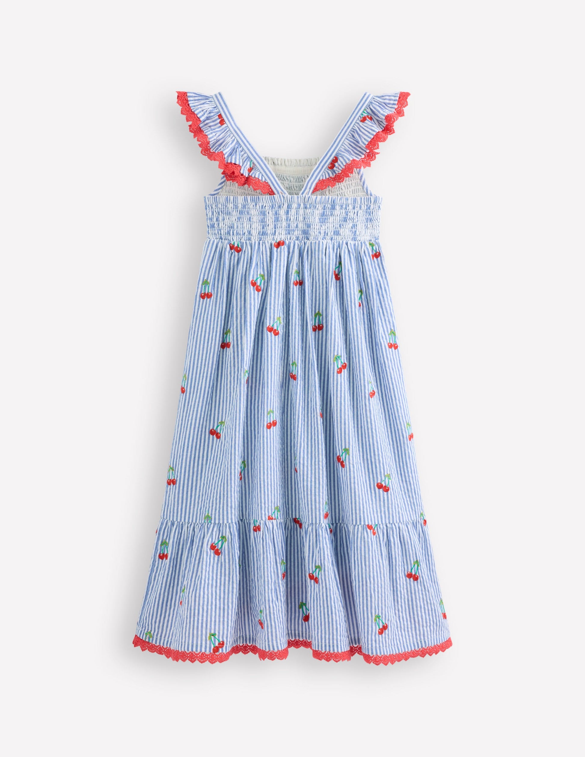 Luella Frill Maxi Sundress-Blue/White Cherries-2