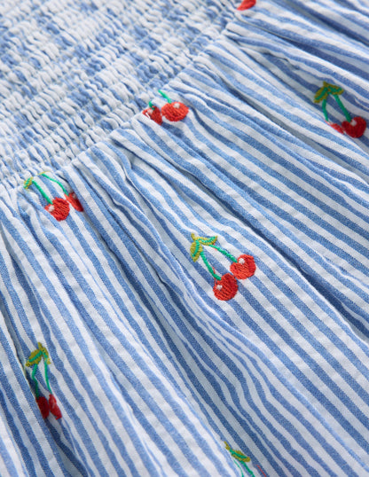 Luella Frill Maxi Sundress-Blue/White Cherries-3