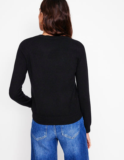 Eva Cashmere Crew Neck Sweater-Black-3