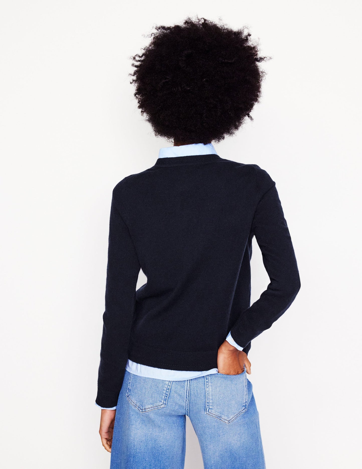 Eva Cashmere Crew Neck Sweater-Navy