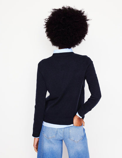 Eva Cashmere Crew Neck Sweater-Navy-2