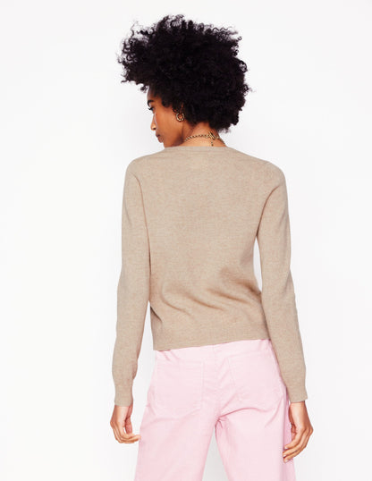 Eva Cashmere Crew Neck Sweater-Chinchilla Melange