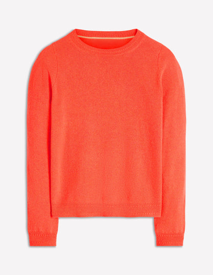 Eva Cashmere Crew Neck Sweater-Fiery Orange Melange-5