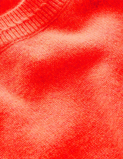 Eva Cashmere Crew Neck Sweater-Fiery Orange Melange-6