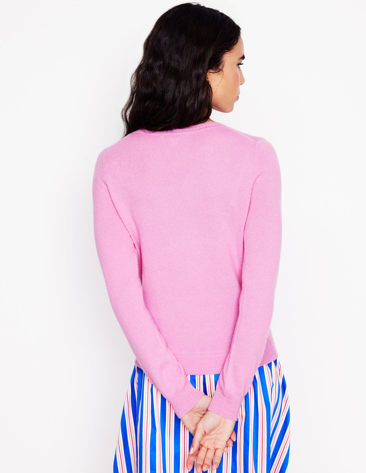 Eva Cashmere Crew Neck Sweater-Meadowsweet Pink - Image 3