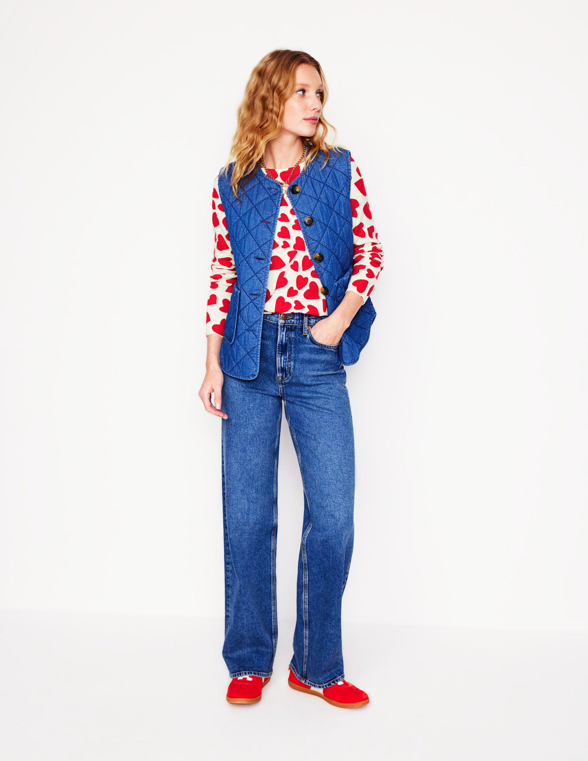 Eva Cashmere Crew Neck Sweater-Ivory, Heart Cluster - Image 5