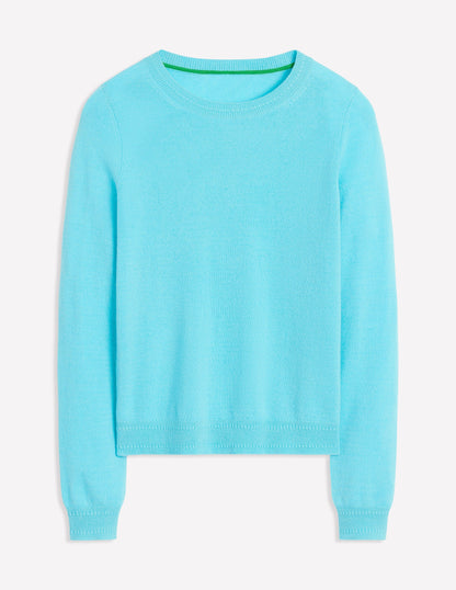 Eva Cashmere Crew Neck Sweater-Caribbean Blue