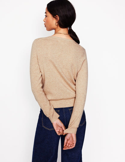 Eva Cashmere V-Neck Sweater-Chinchilla Melange