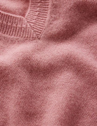 Eva Cashmere V-Neck Sweater-Camelia Pink-7