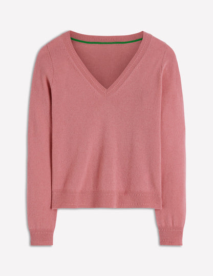 Eva Cashmere V-Neck Sweater-Camelia Pink-6