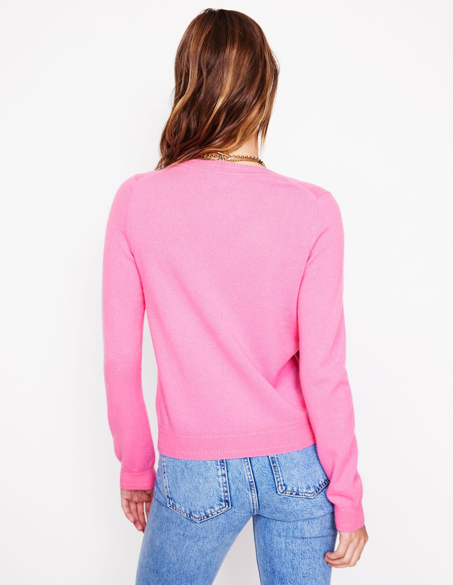 Eva Cashmere V-Neck Sweater-Meadowsweet Pink