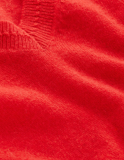 Eva Cashmere V-Neck Sweater-Strawberry Tart Red