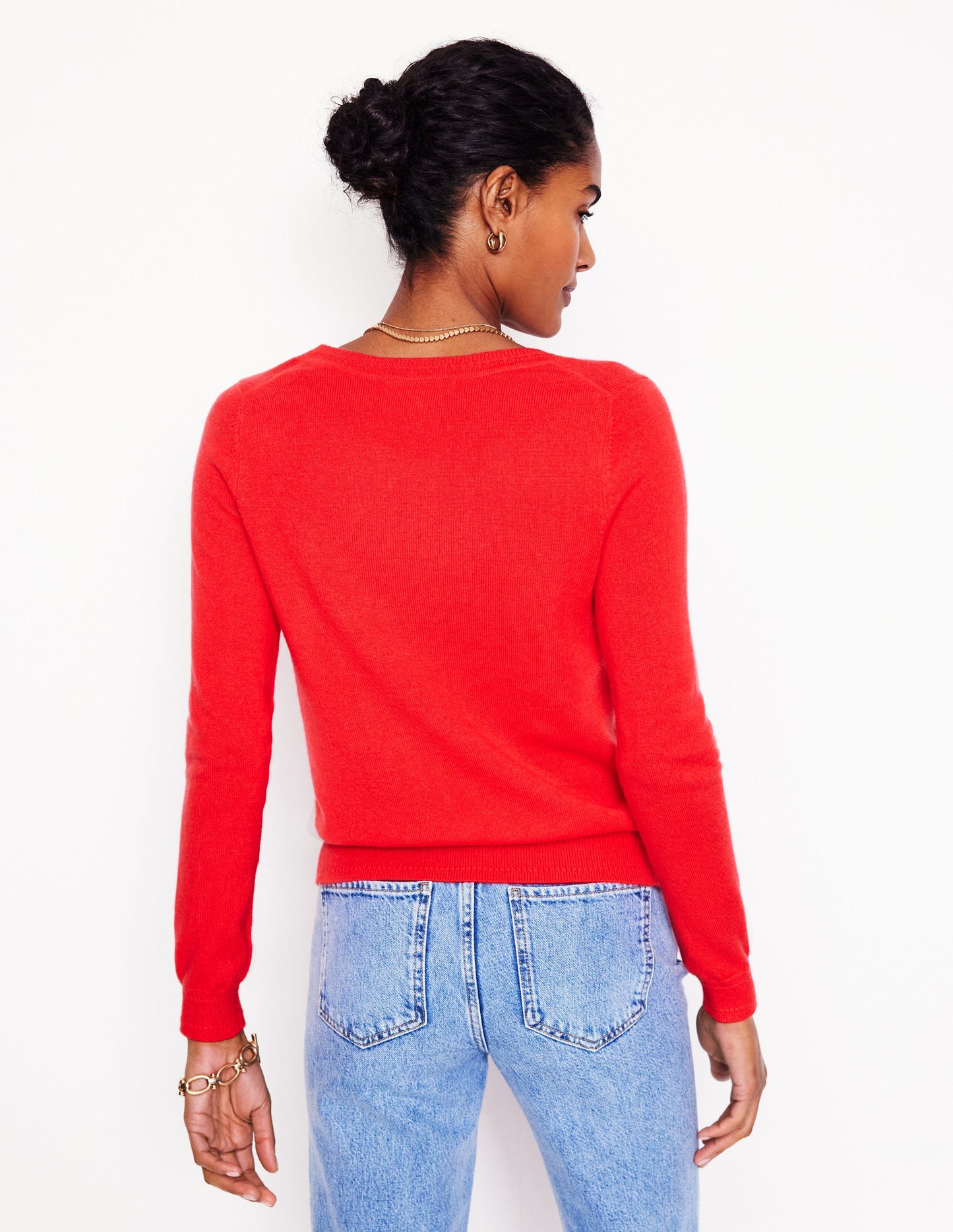 Eva Cashmere V-Neck Sweater-Strawberry Tart Red