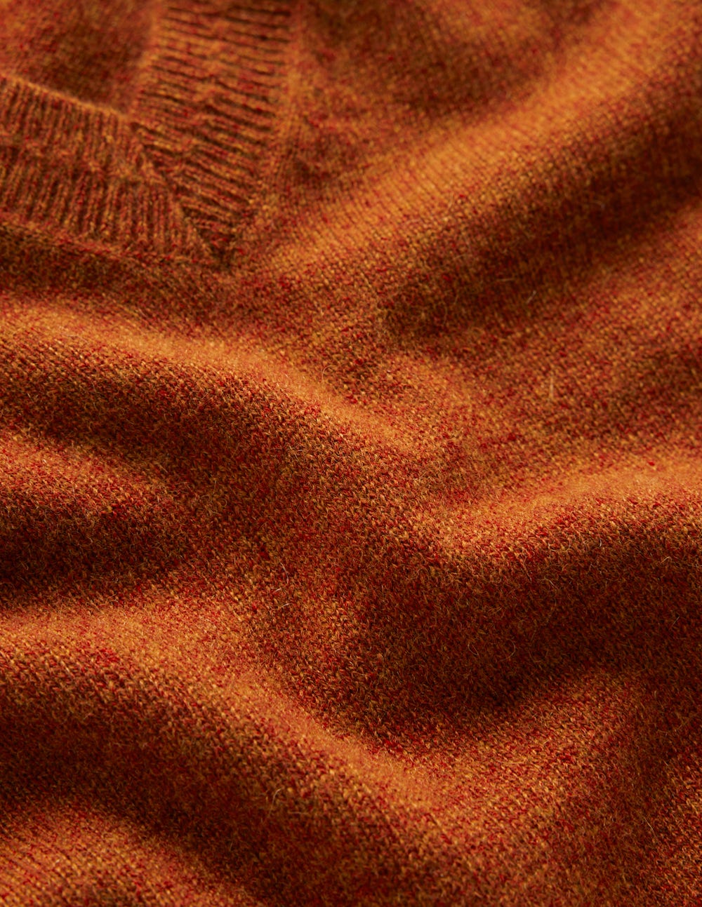Eva Cashmere V-Neck Sweater-Cognac Melange - Image 6