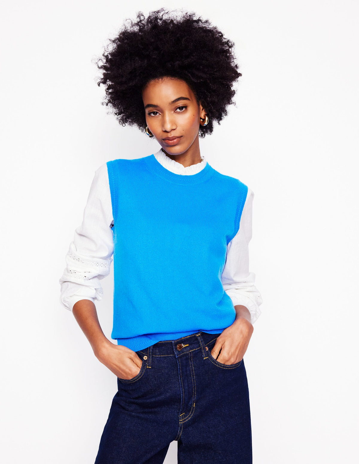 Eva Cashmere Vest-Cerulean Blue - Image 1