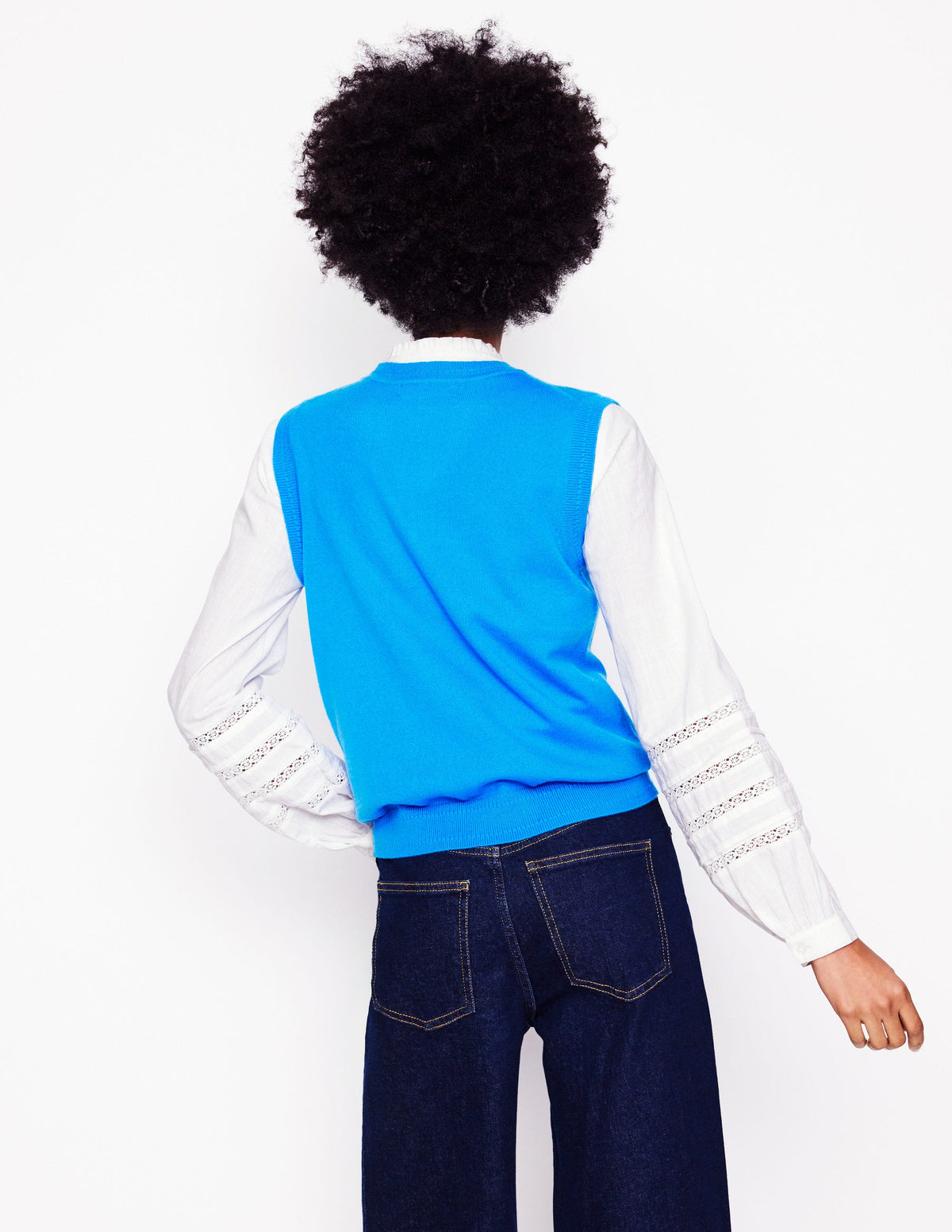 Eva Cashmere Vest-Cerulean Blue - Image 2
