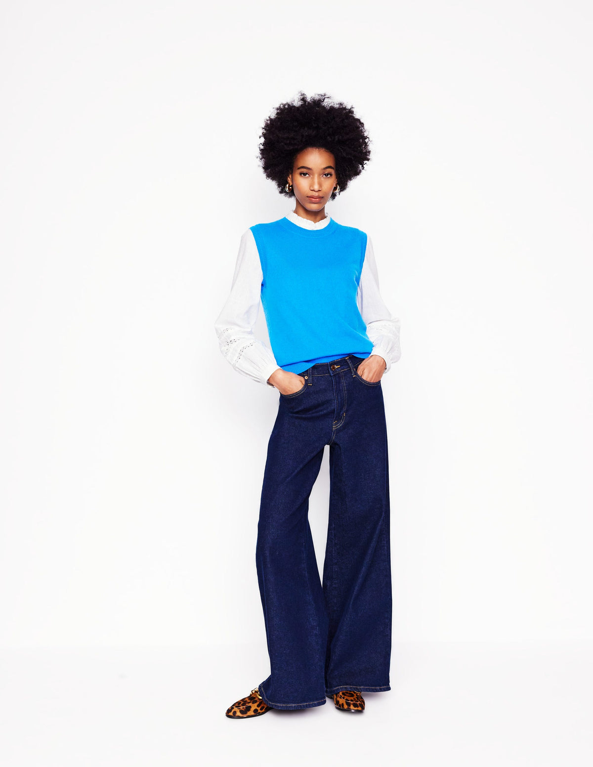 Eva Cashmere Vest-Cerulean Blue - Image 3