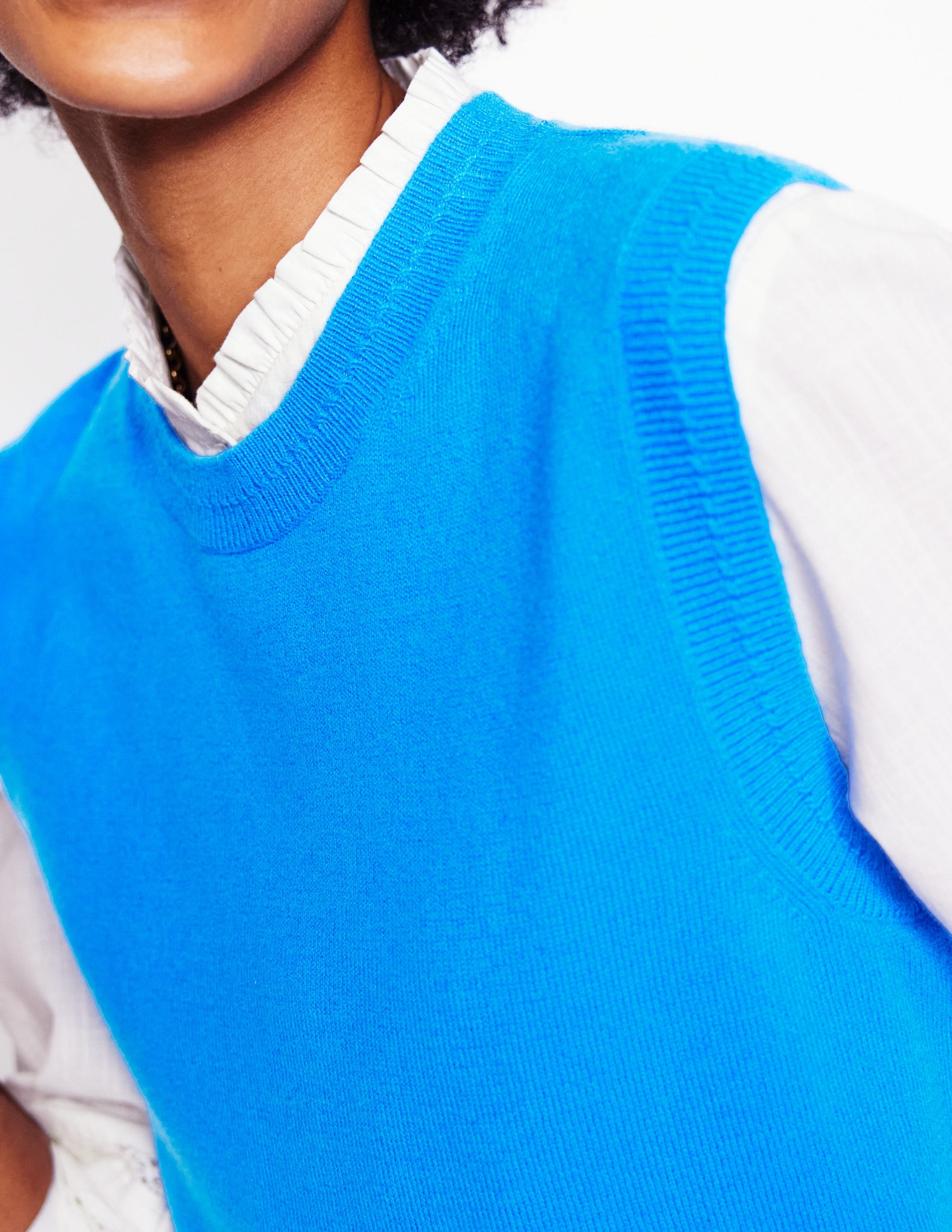 Eva Cashmere Vest-Cerulean Blue - Image 4