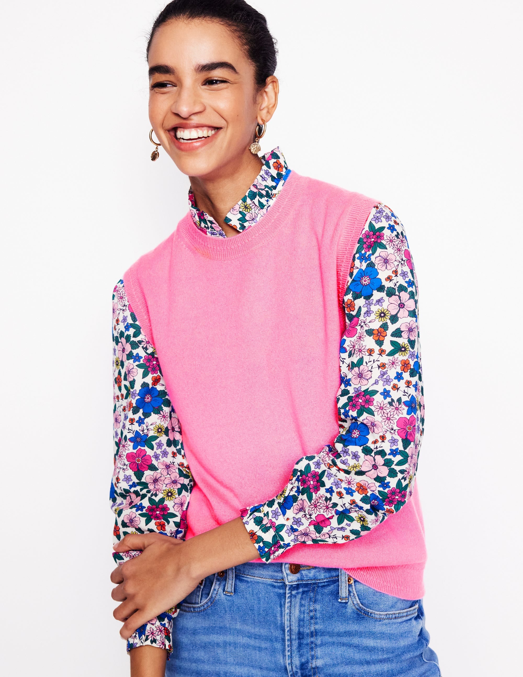 Eva Cashmere Vest-Meadowsweet Pink - Image 1