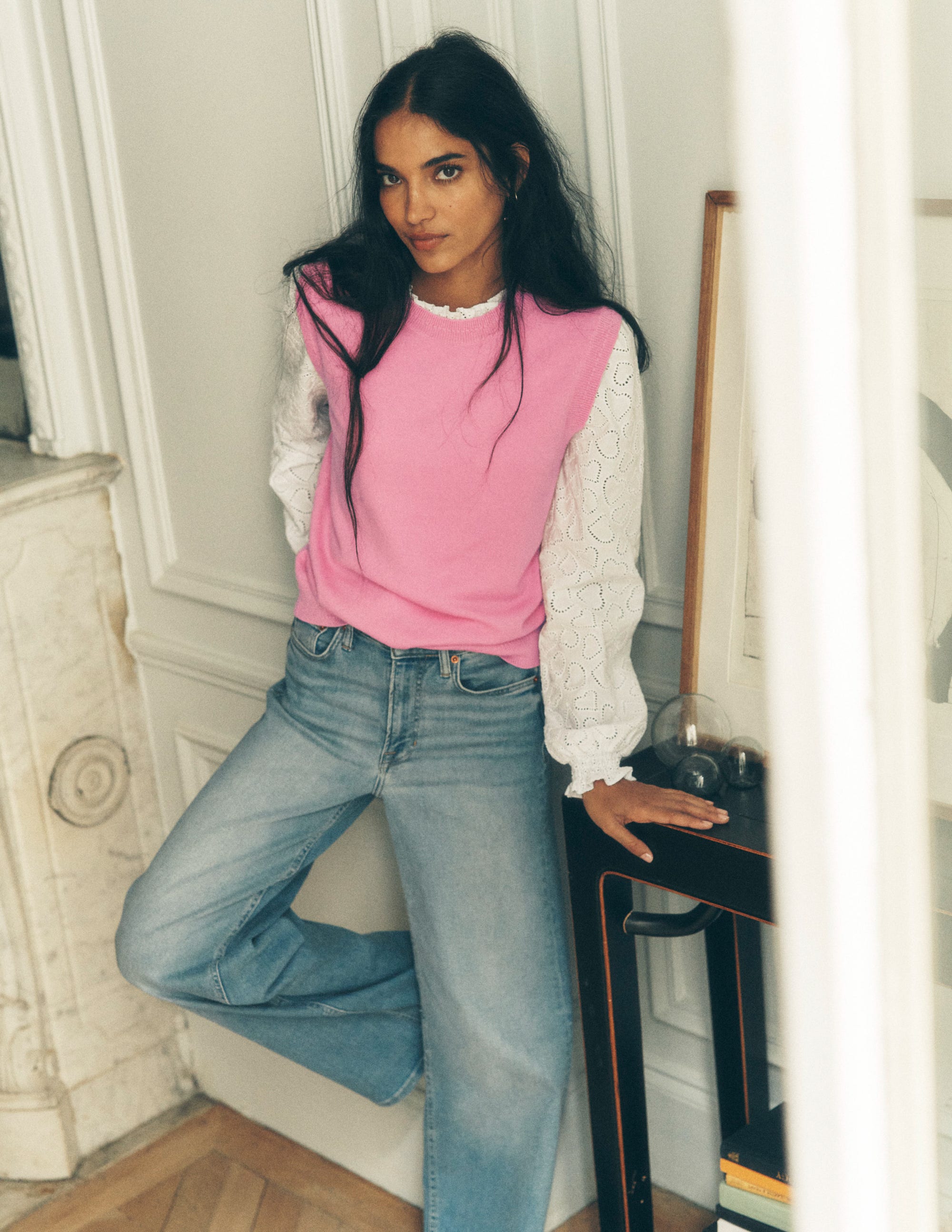 Eva Cashmere Vest-Meadowsweet Pink - Image 2