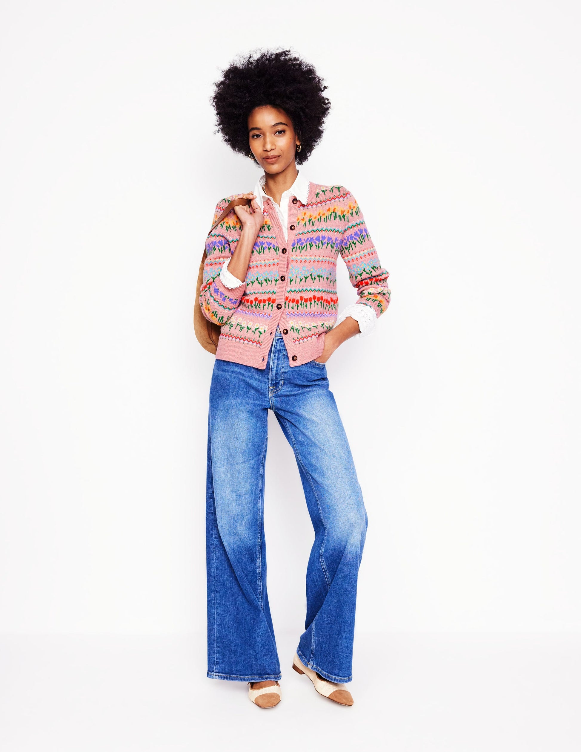 Edie Fair Isle Cardigan-Meadowsweet Pink, Flowers-6