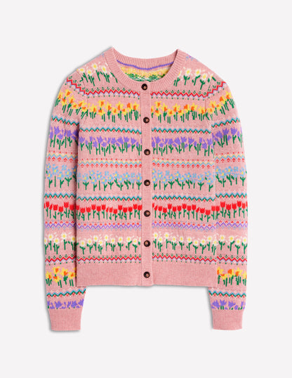 Edie Fair Isle Cardigan-Meadowsweet Pink, Flowers-9