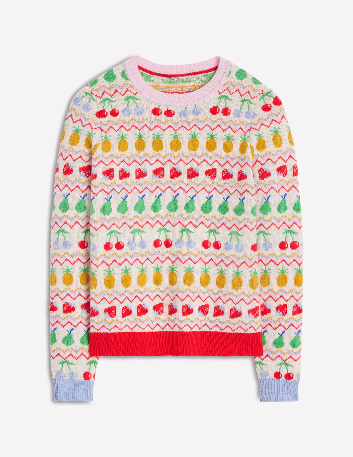 Edie Fair Isle Sweater-Ecru Marl, Fruit - Image 8