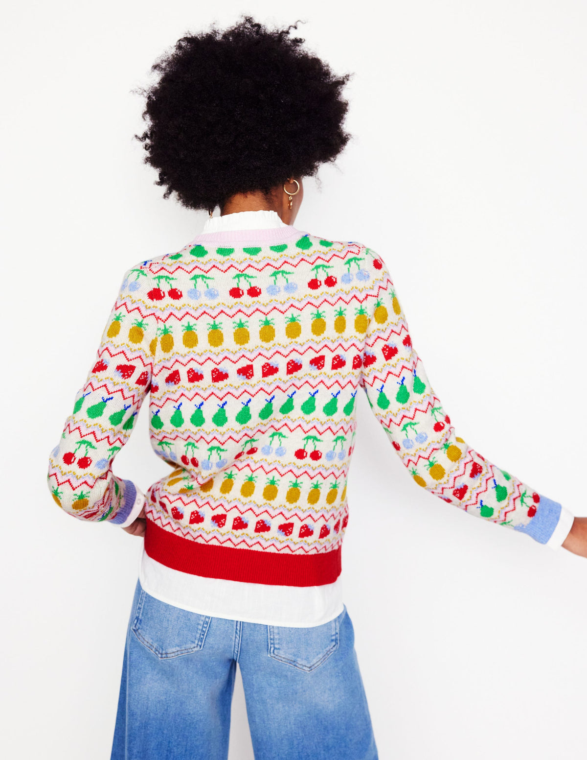 Edie Fair Isle Sweater-Ecru Marl, Fruit - Image 2
