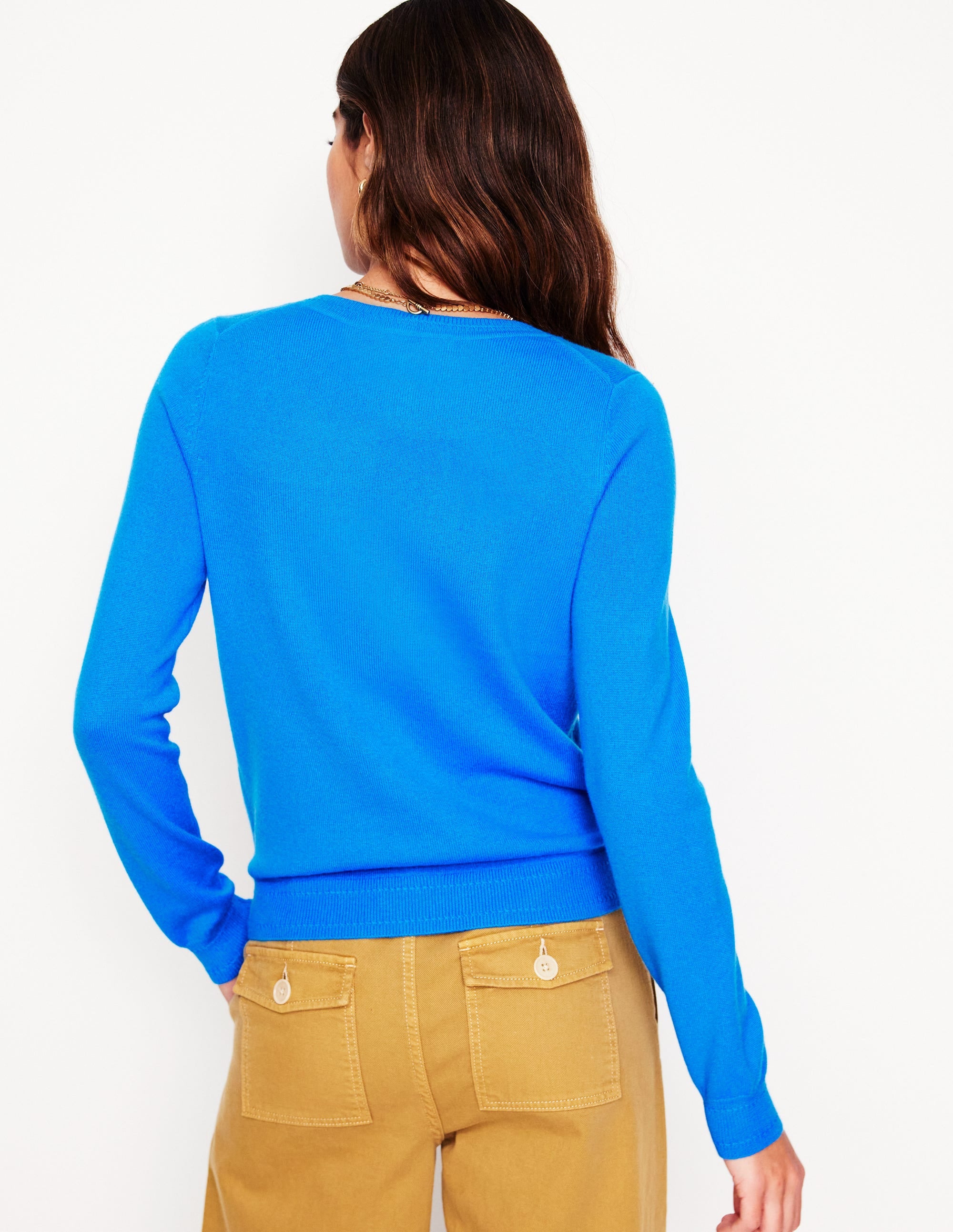 Eva Cashmere Crew Cardigan-Cerulean Blue - Image 3