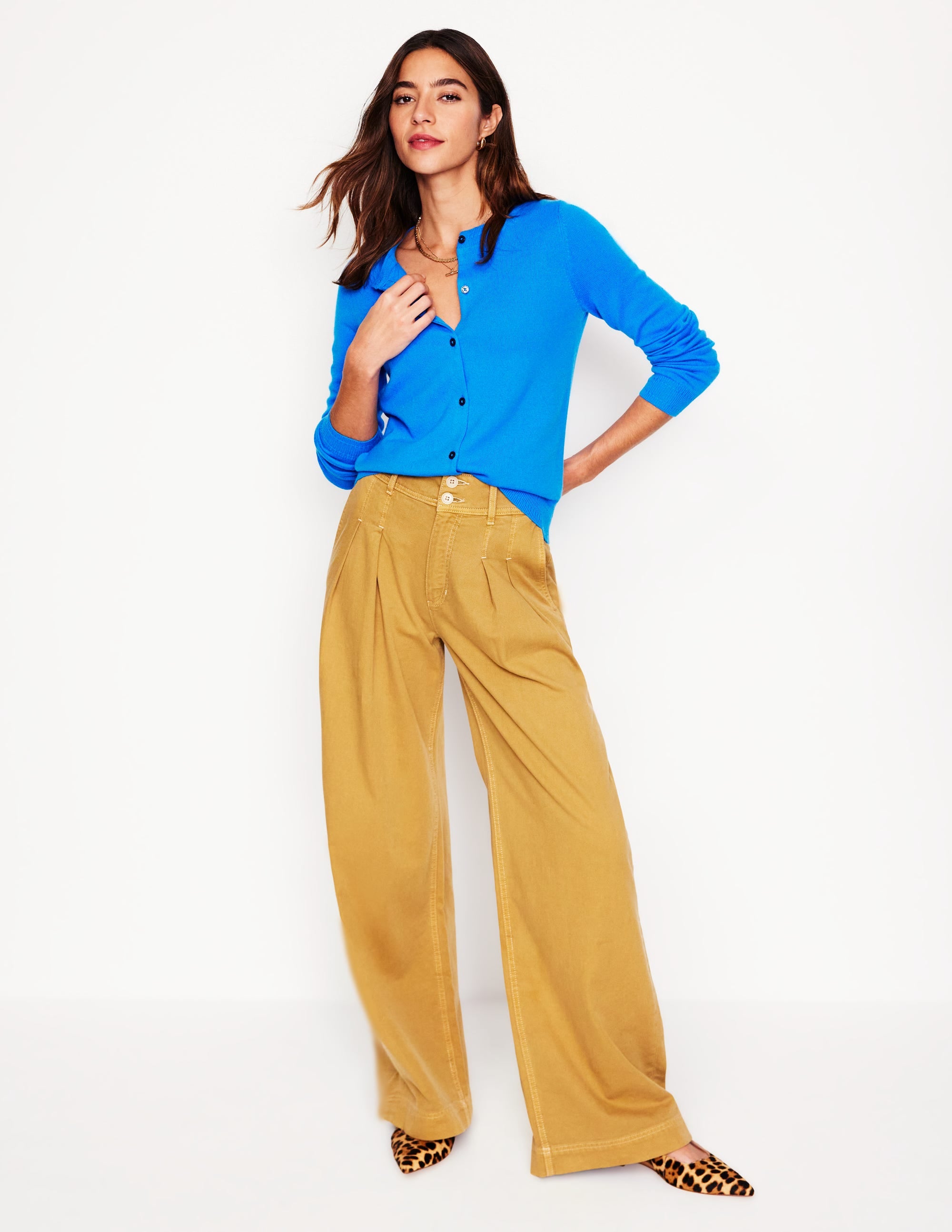 Eva Cashmere Crew Cardigan-Cerulean Blue - Image 4