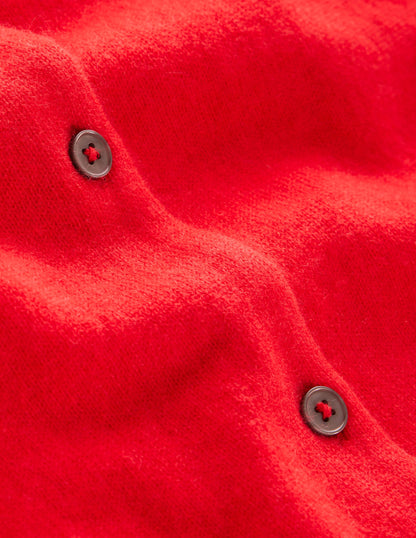 Eva Cashmere Crew Cardigan-Strawberry Tart Red