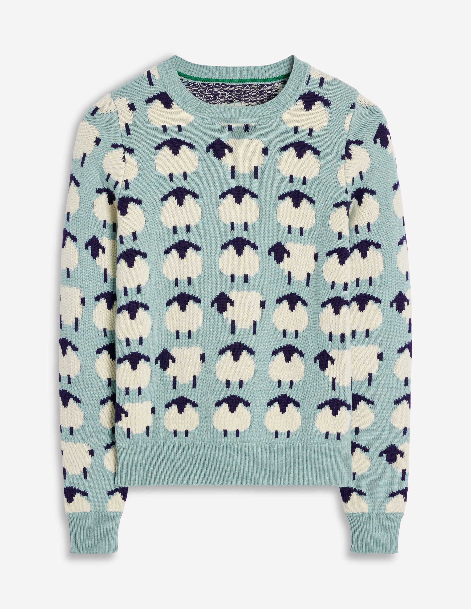 Heather Jacquard Sweater-Seamist Blue, Sheep - Image 6