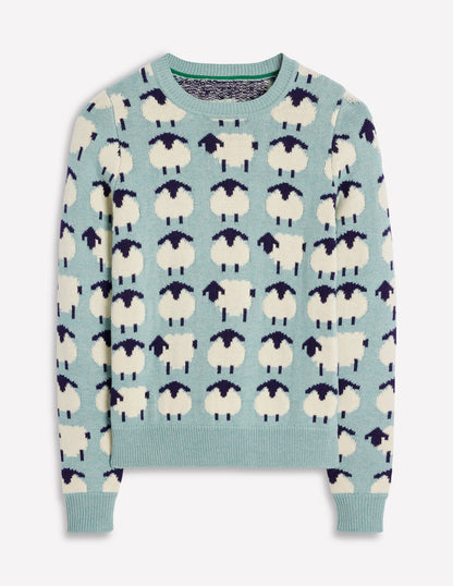 Heather Jacquard Sweater-Seamist Blue, Sheep