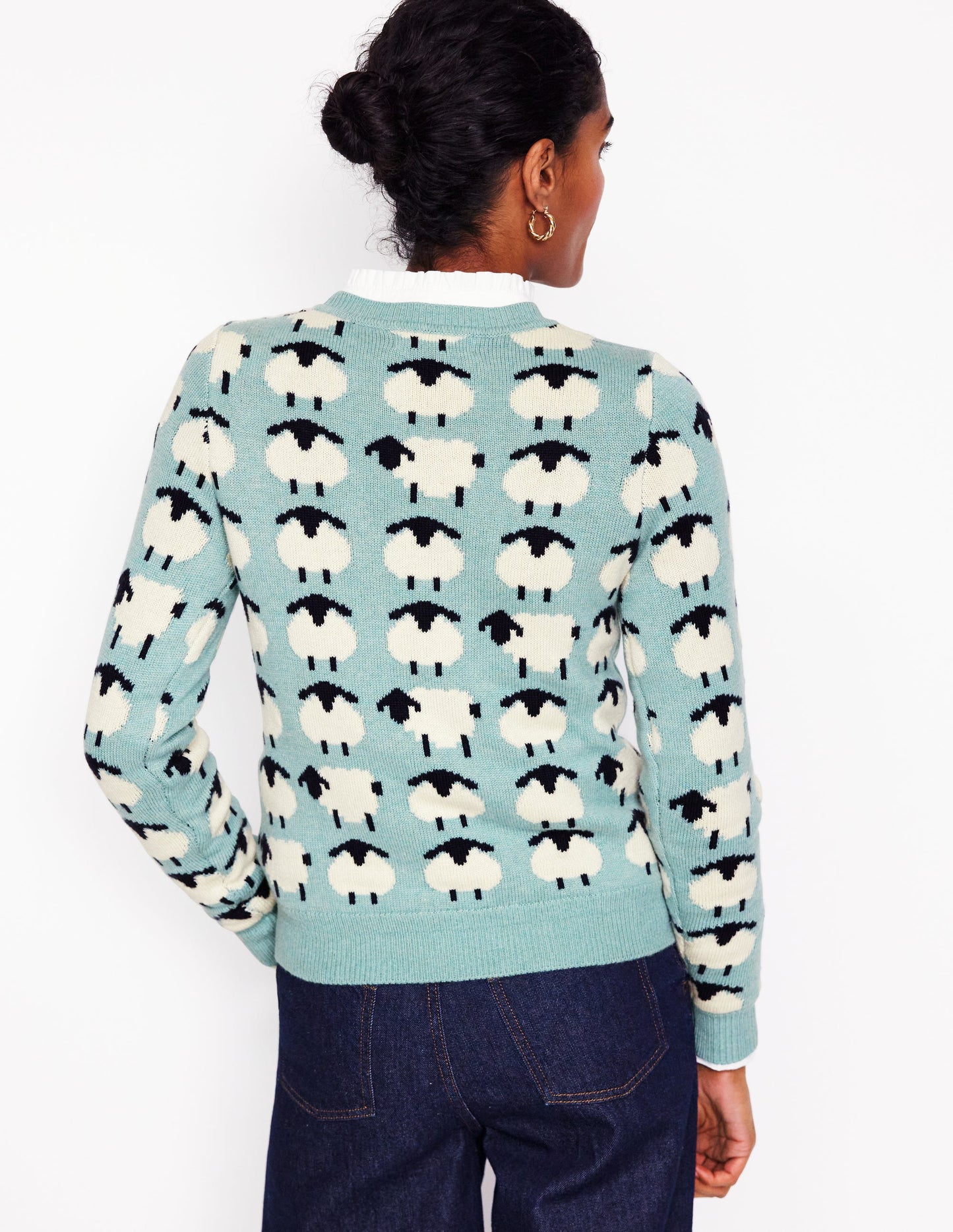 Heather Jacquard Sweater-Seamist Blue, Sheep