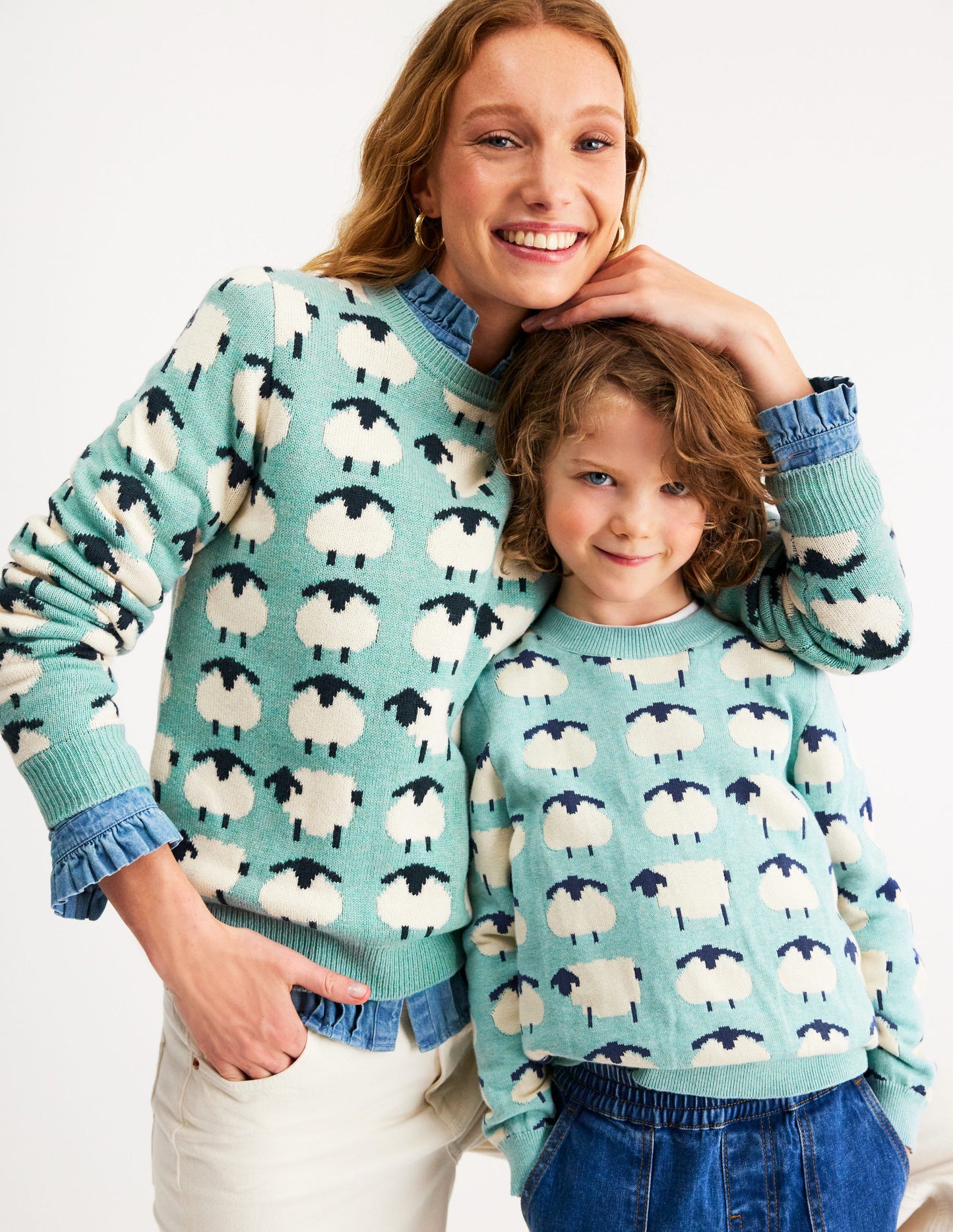 Heather Jacquard Sweater-Seamist Blue, Sheep