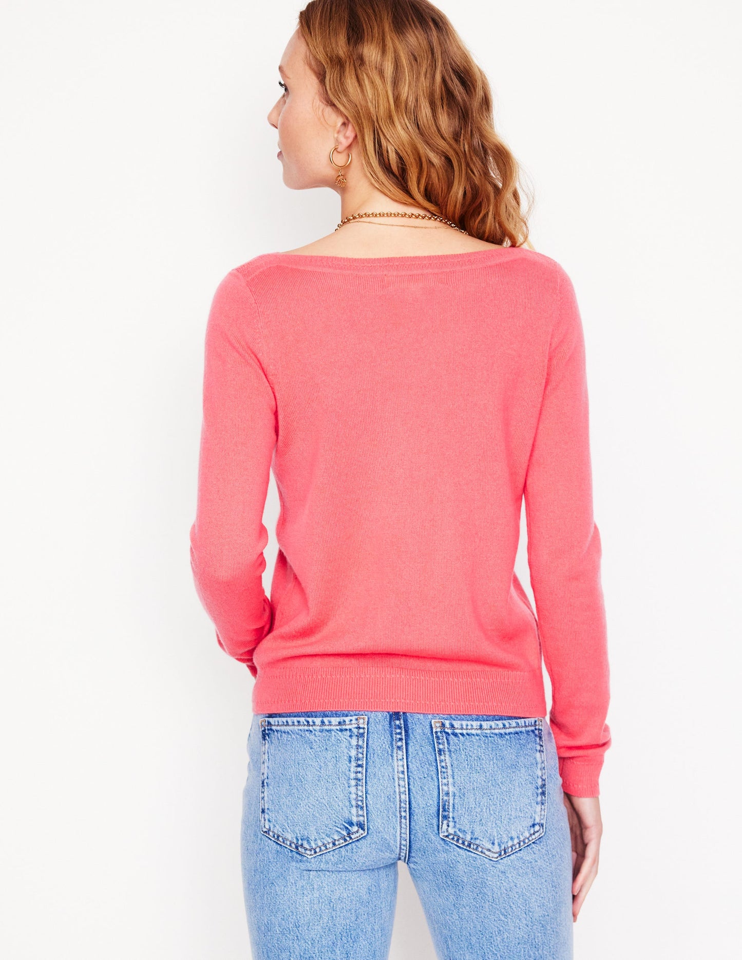 Eva Cashmere Boat Neck Sweater-Azalea Pink