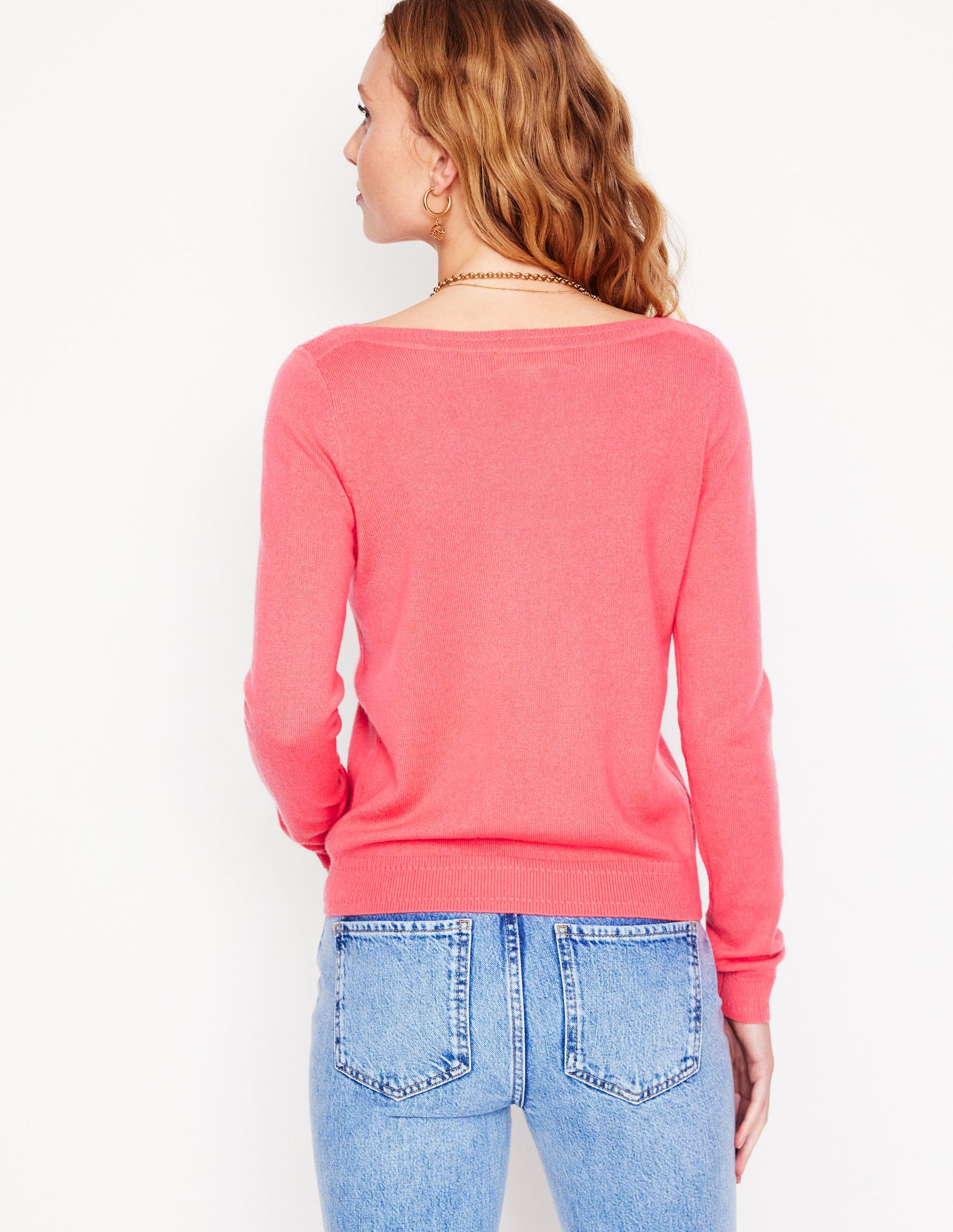 Eva Cashmere Boat Neck Sweater-Azalea Pink-3