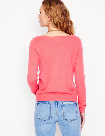 Eva Cashmere Boat Neck Sweater-Azalea Pink-3