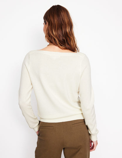 Eva Cashmere Boat Neck Sweater-Warm Ivory