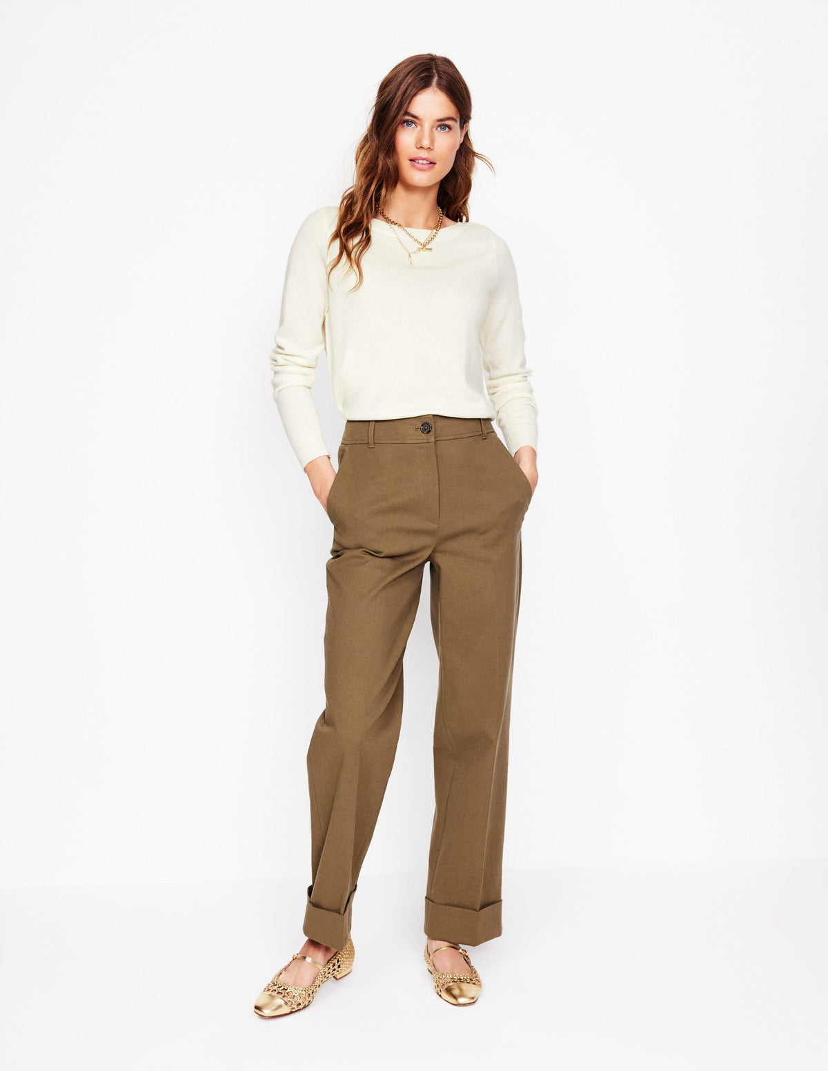 Eva Cashmere Boat Neck Sweater-Warm Ivory - Image 4