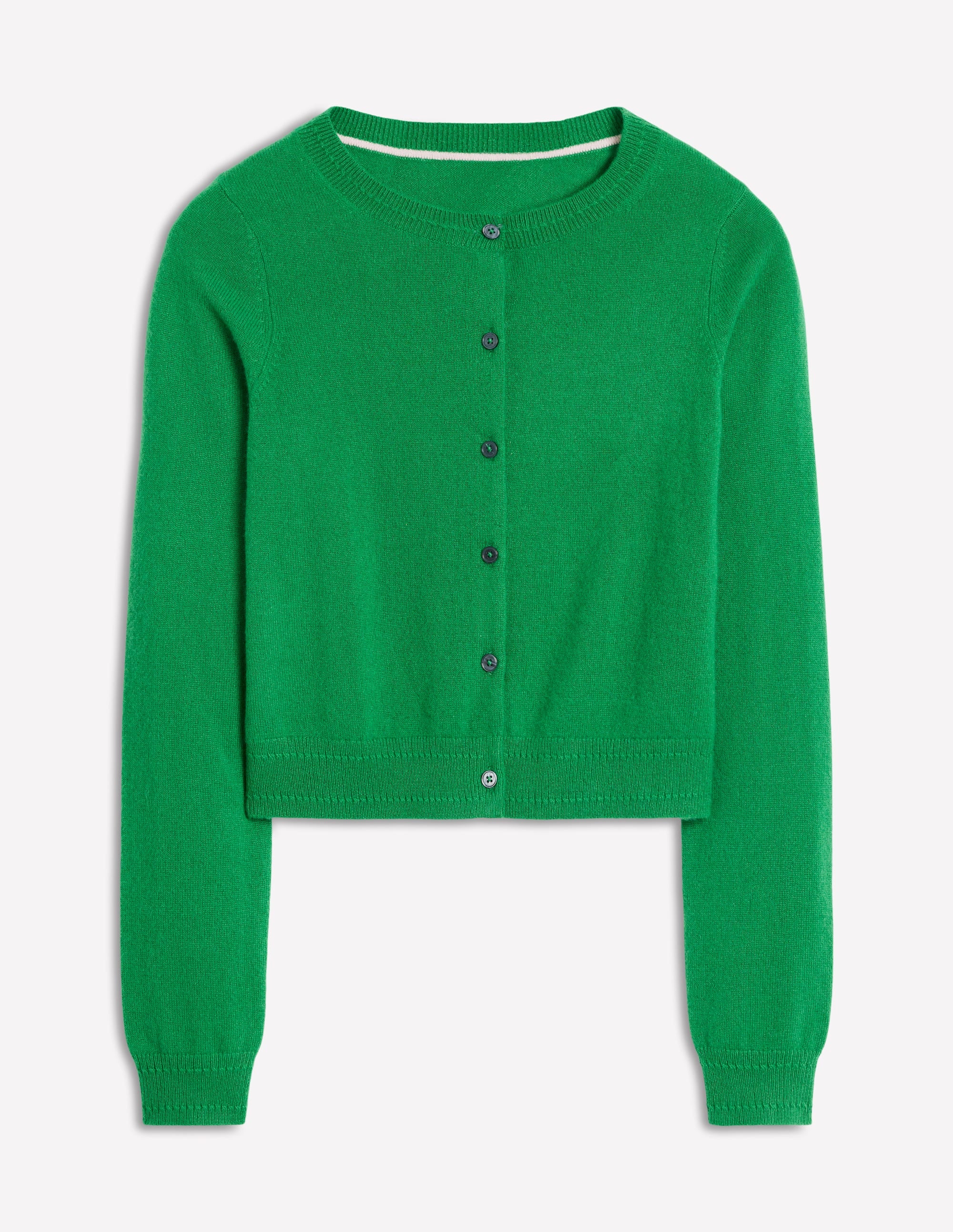 Eva Cashmere Cropped Cardigan-Rich Emerald - Image 5