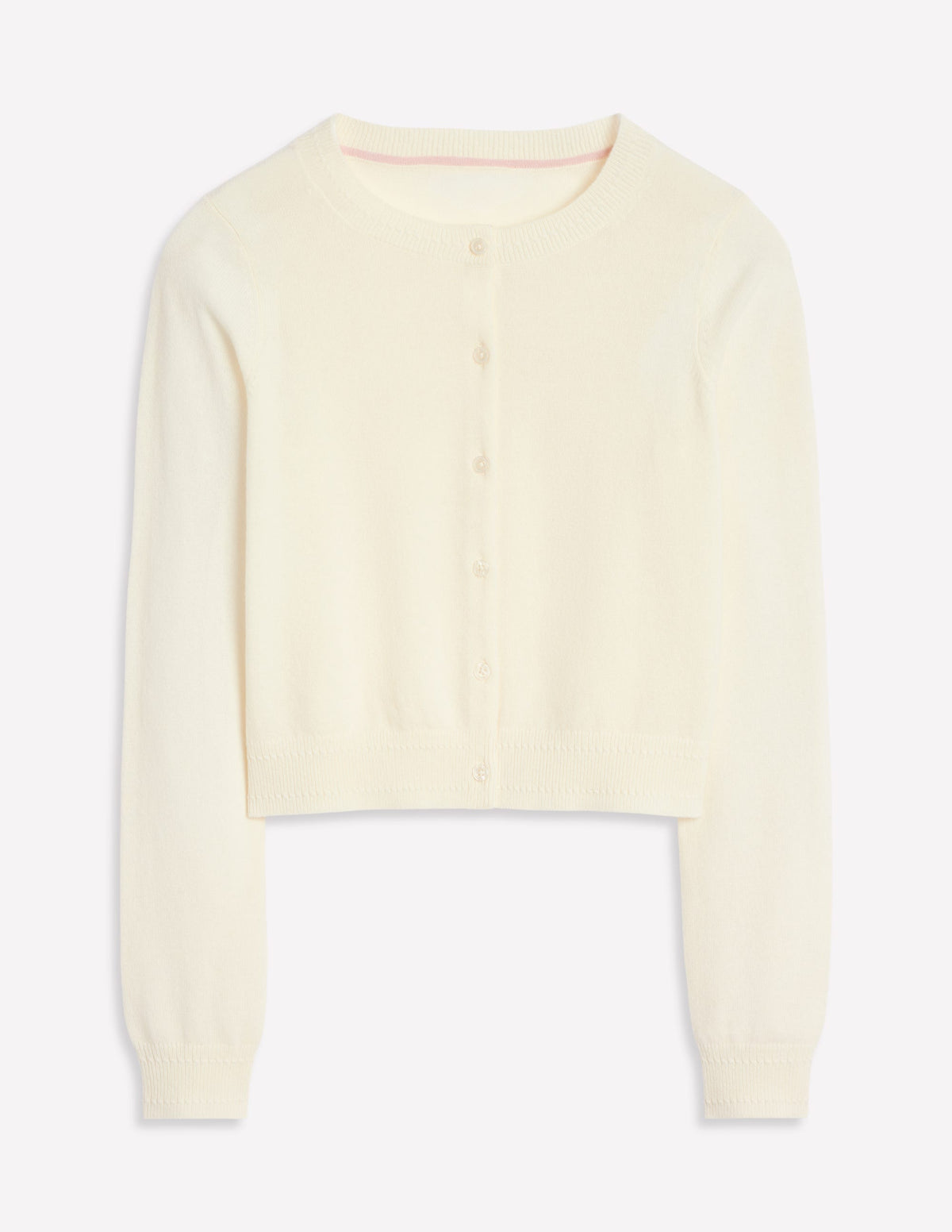 Eva Cashmere Cropped Cardigan-Warm Ivory - Image 5