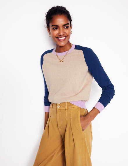 Meg Saddle Sleeve Sweater-Chinchilla Melange,Colourblock