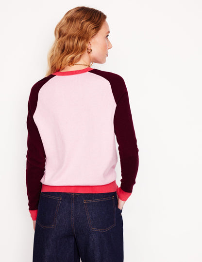 Meg Saddle Sleeve Sweater-Soft Pink, Colourblock