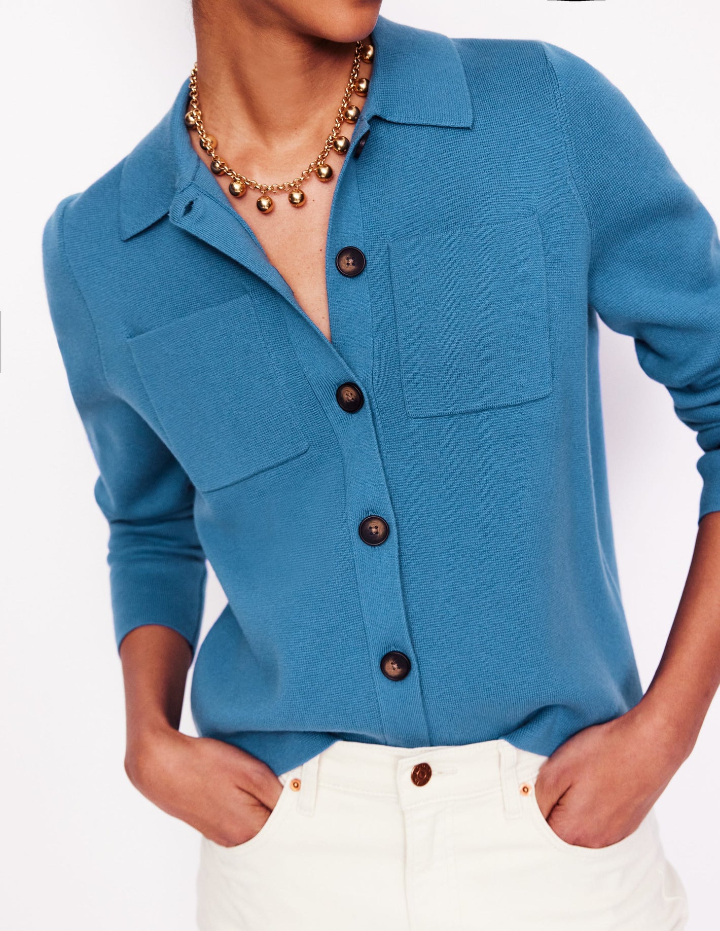 Astrid Knitted Shirt-Blue River