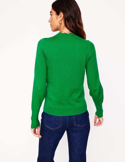 Imi Scalloped Sweater-Rich Emerald