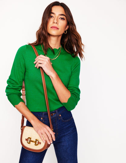 Imi Scalloped Sweater-Rich Emerald