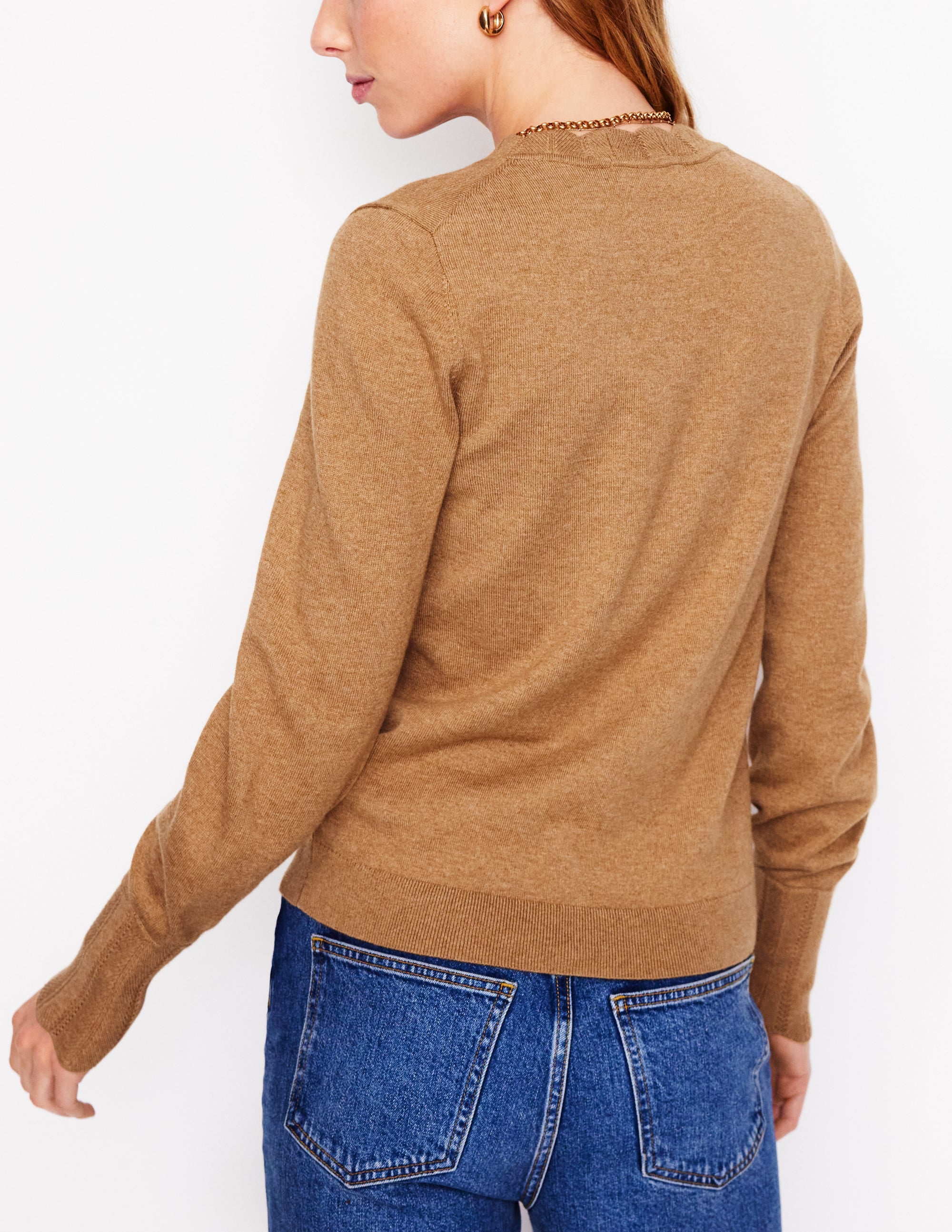 Imi Scalloped Cardigan-Fall Leaf Brown - Image 3